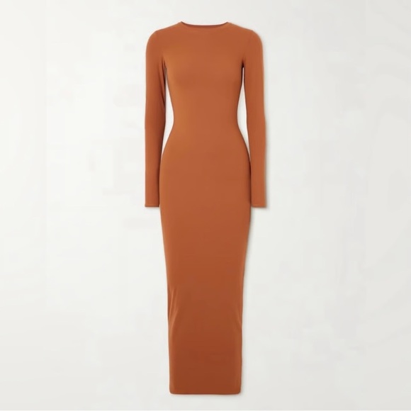 SKIMS Dresses & Skirts - SKIMS Fits Everybody Long Sleeve Crew Mock Neck Midi Dress - Size Medium